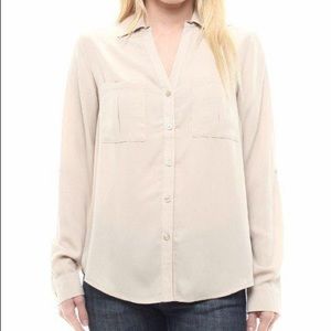 SHEER V-NECK LONG SLEEVED BLOUSE TOP